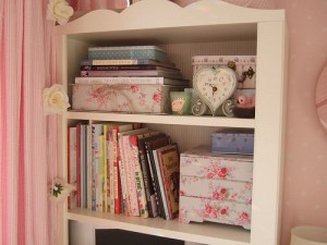 Photo d'une étagère avec des livres